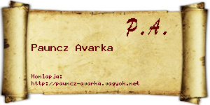 Pauncz Avarka névjegykártya